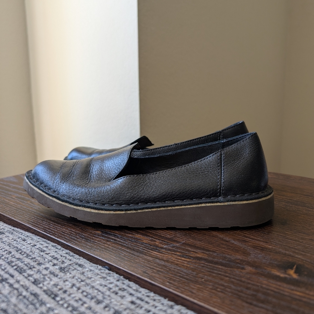 LL Bean Stonington Black Leather Slip-on Loafers Shoes